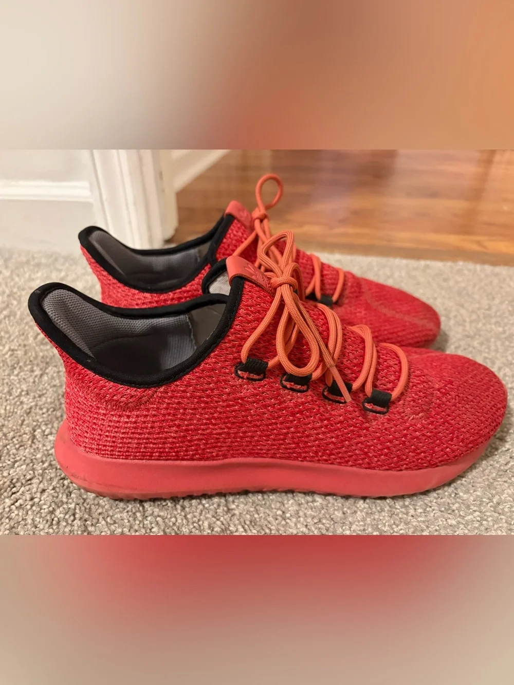 Men’s Red Knit Adidas Tubular - Lightweight Comfort